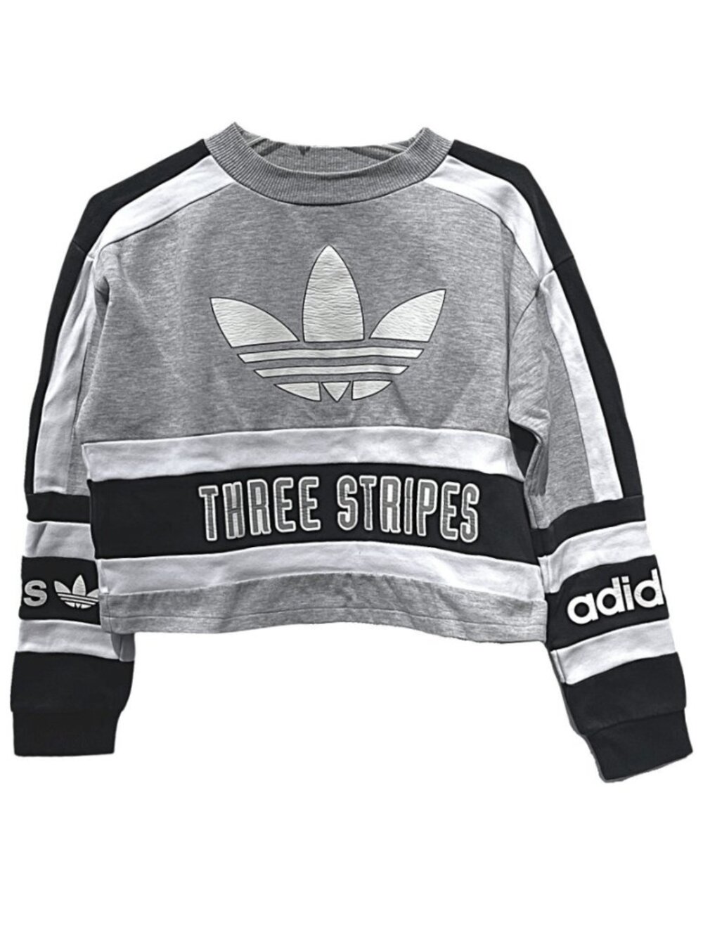 Adidas Three Stripe Cropped Sweatshirt